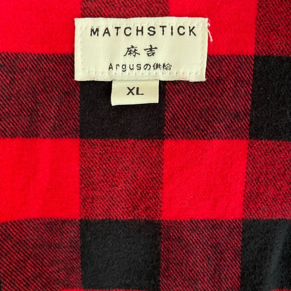 NWT Match Stick Woman’s XL 100% Cotton Bold Red & Black Checked Button Down Top - Picture 4 of 13